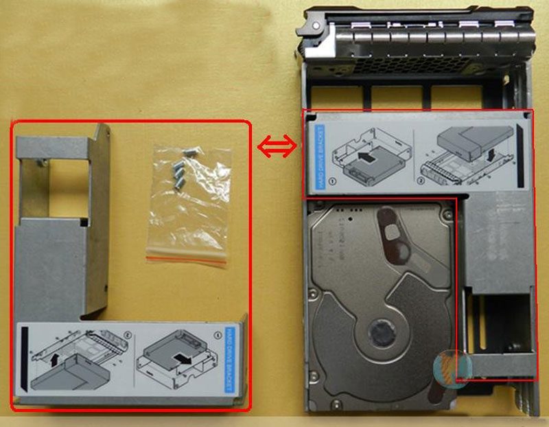 khay chuyen hdd ssd sas 2.5 inch sang 3.5 inch server 4