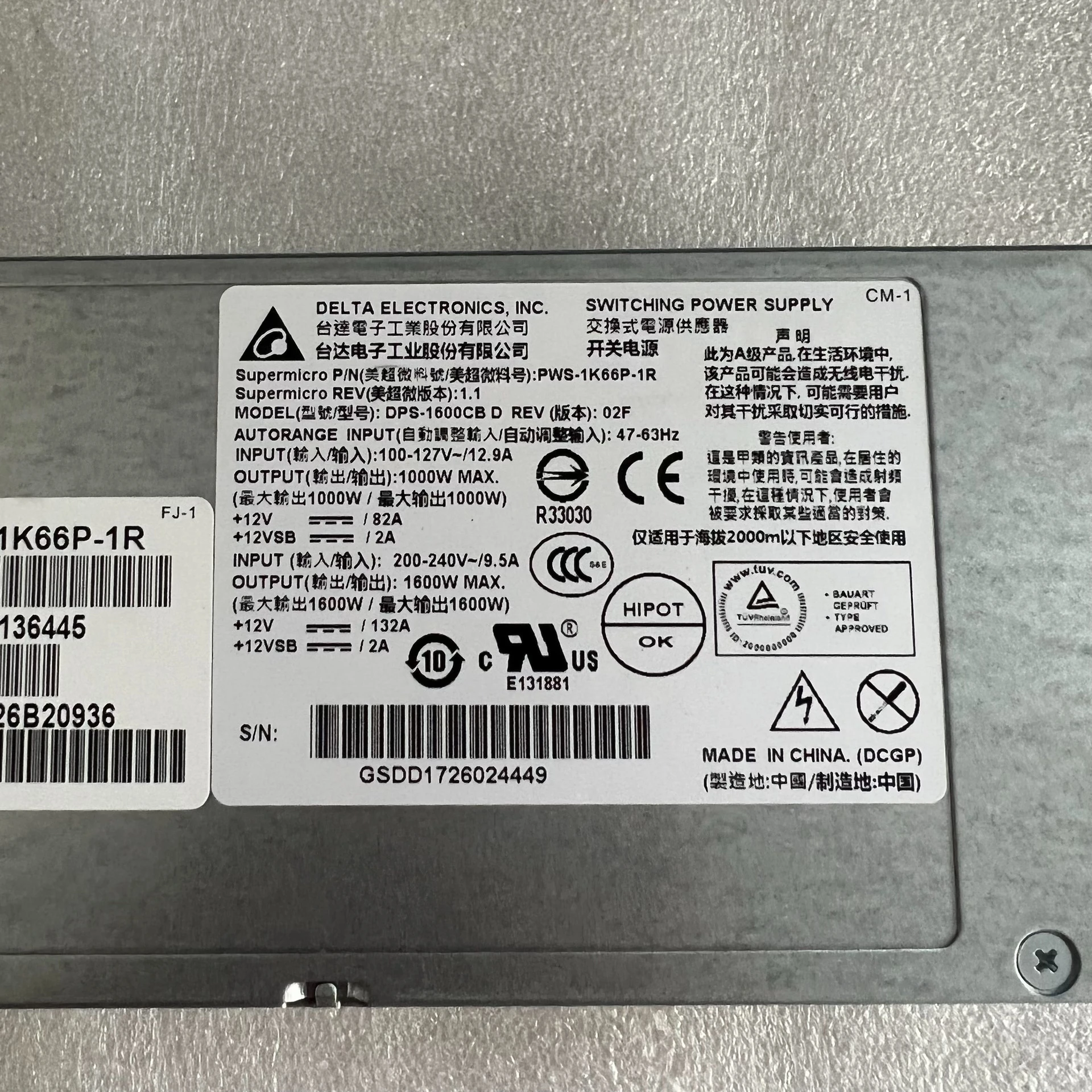 Nguồn máy chủ PSU server DPS-1600CBD PWS-1K66P-1R DPS-1600CB D 1600w - Hinh 3